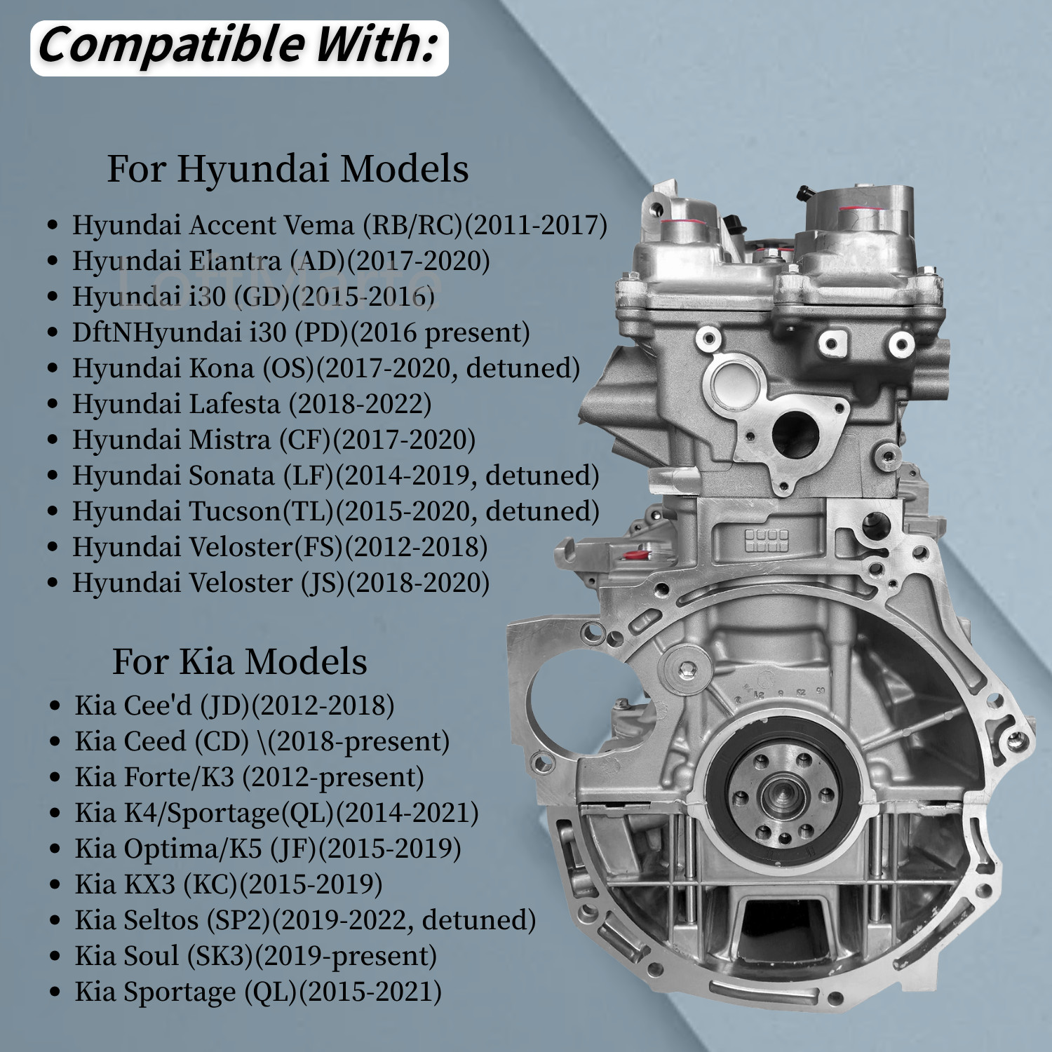 G4FJ 1.6L Turbo Engine Long Block Assembly For 11-22 Hyundai Tucson Veloster Kia