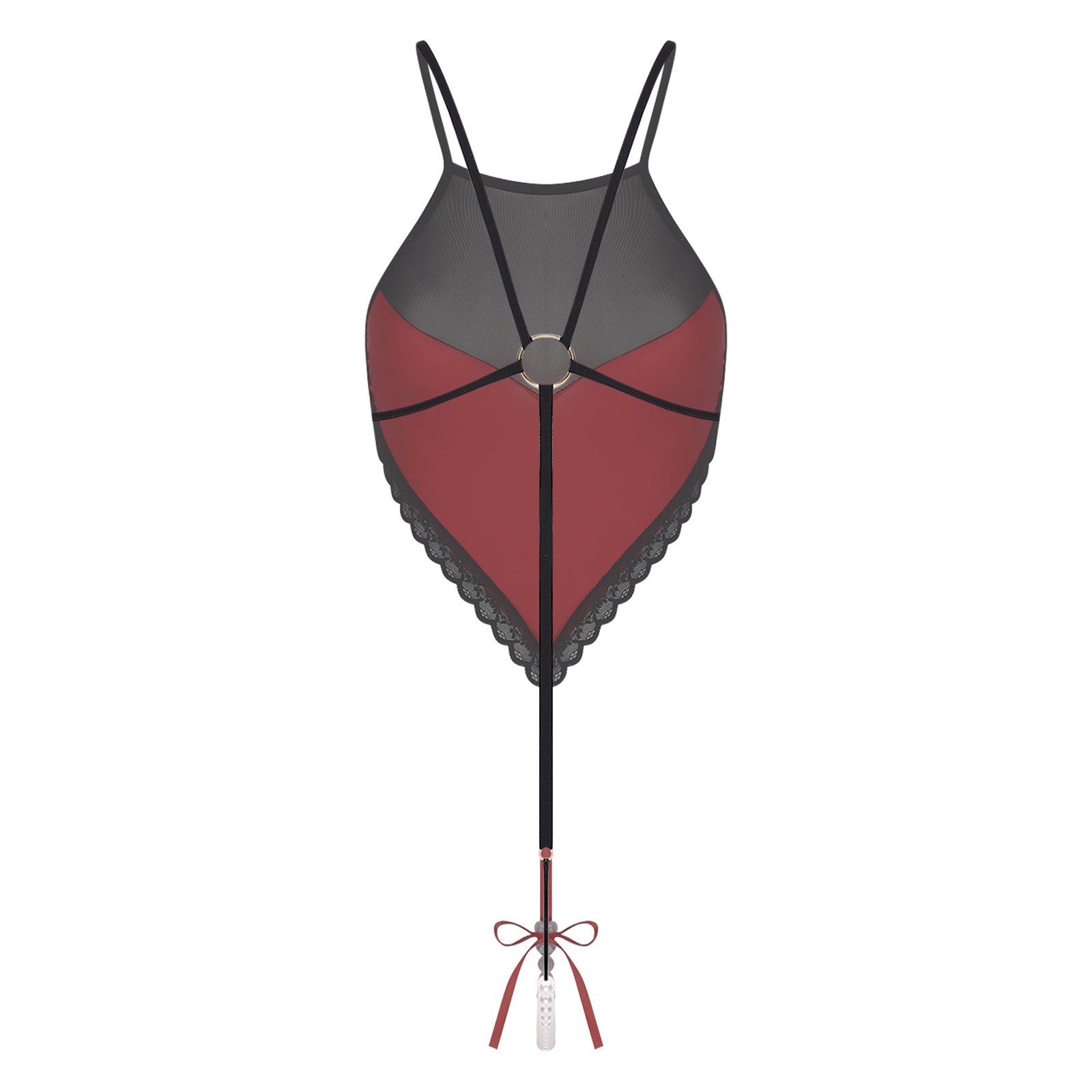 Womens See Through Lingerie Bodysuit Underwear Nightwear with Pearls Babydoll