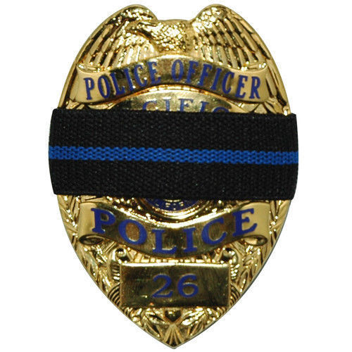 Thin Blue Line Mourning Band Memorial Badge Cover Reversible - Set of 4