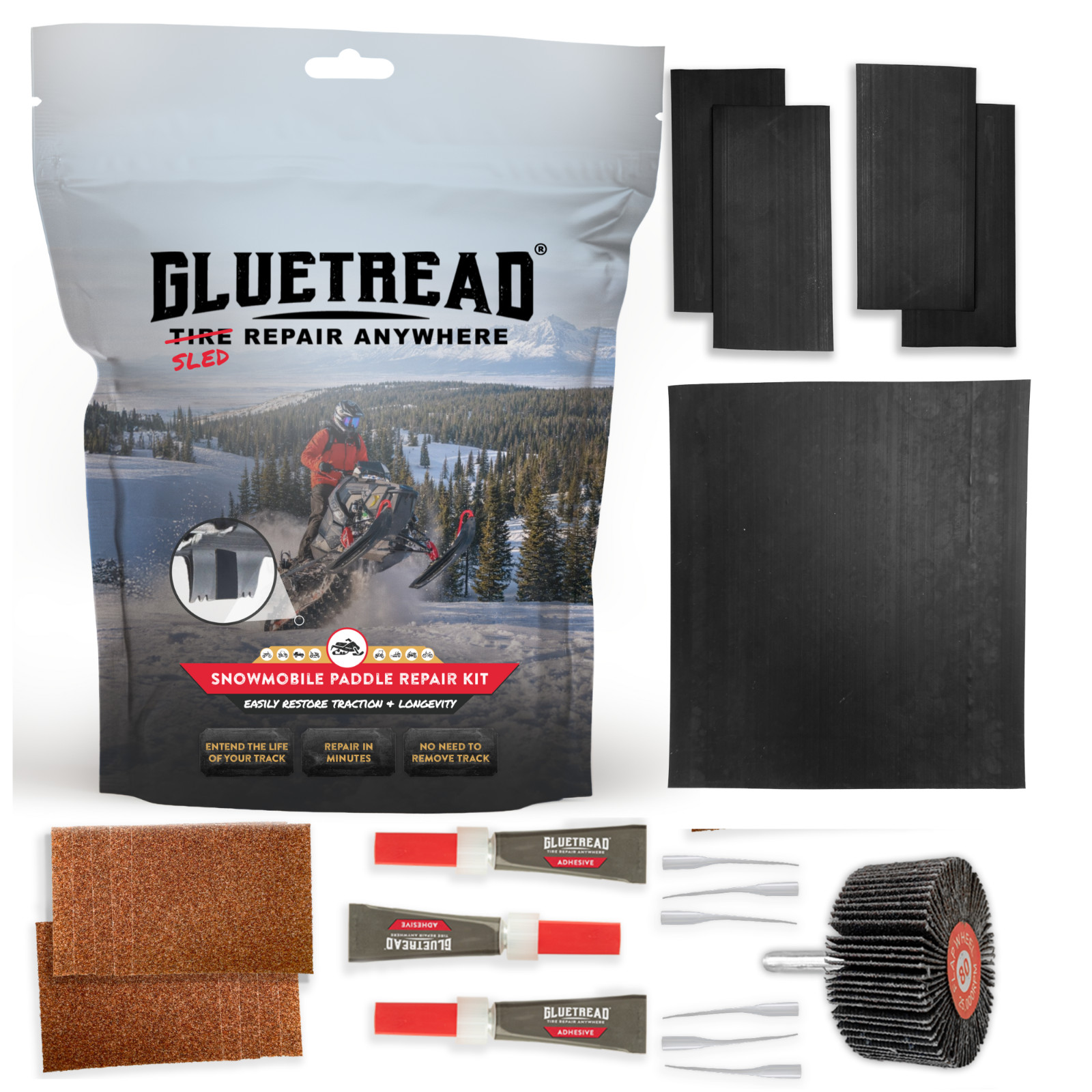 GlueTread Snowmobile Paddle Repair Kit-Reinforce & Repair Torn Snowmobile Paddle