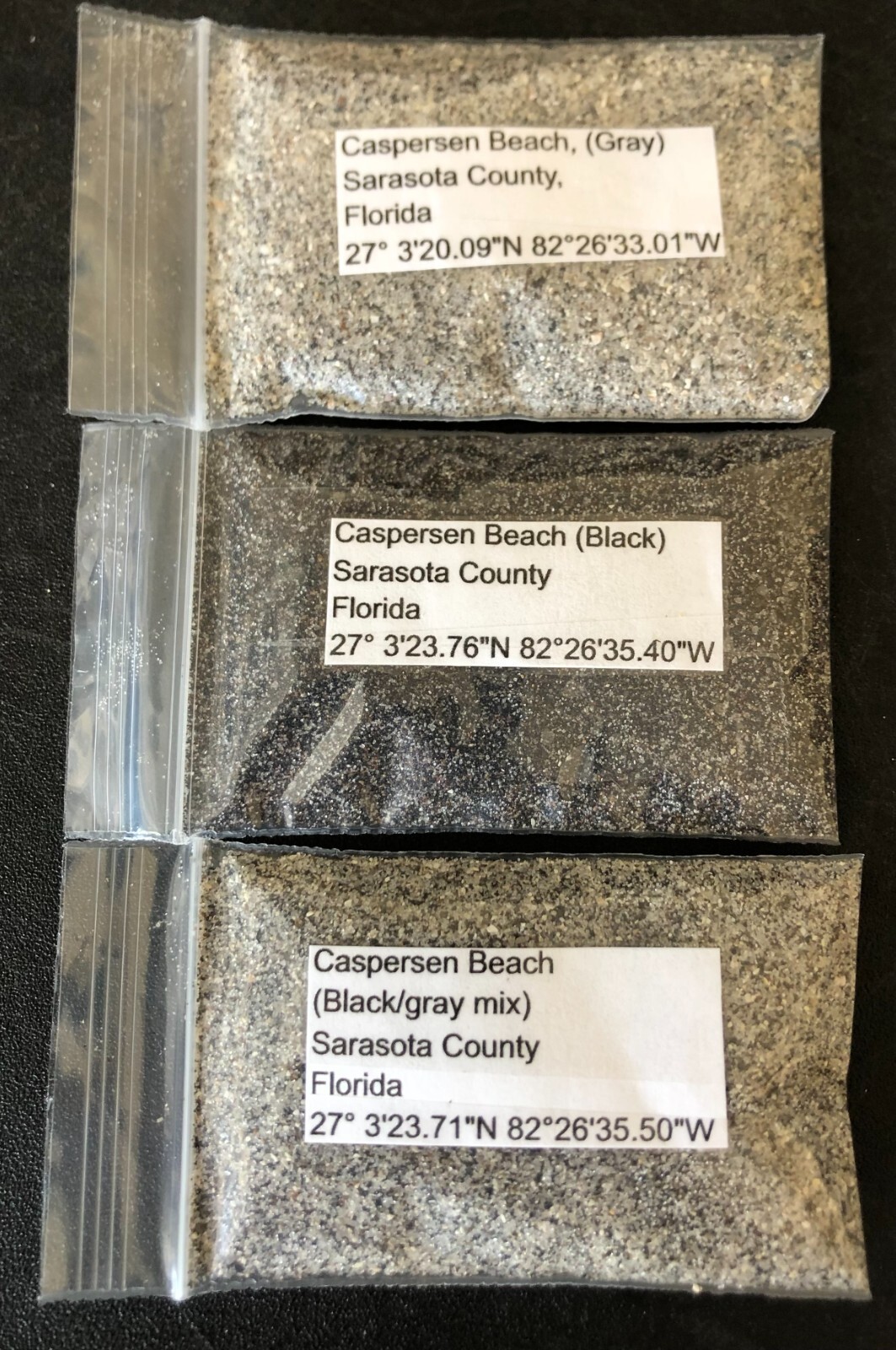 Florida Caspersen Beach 3 Different Sand Samples