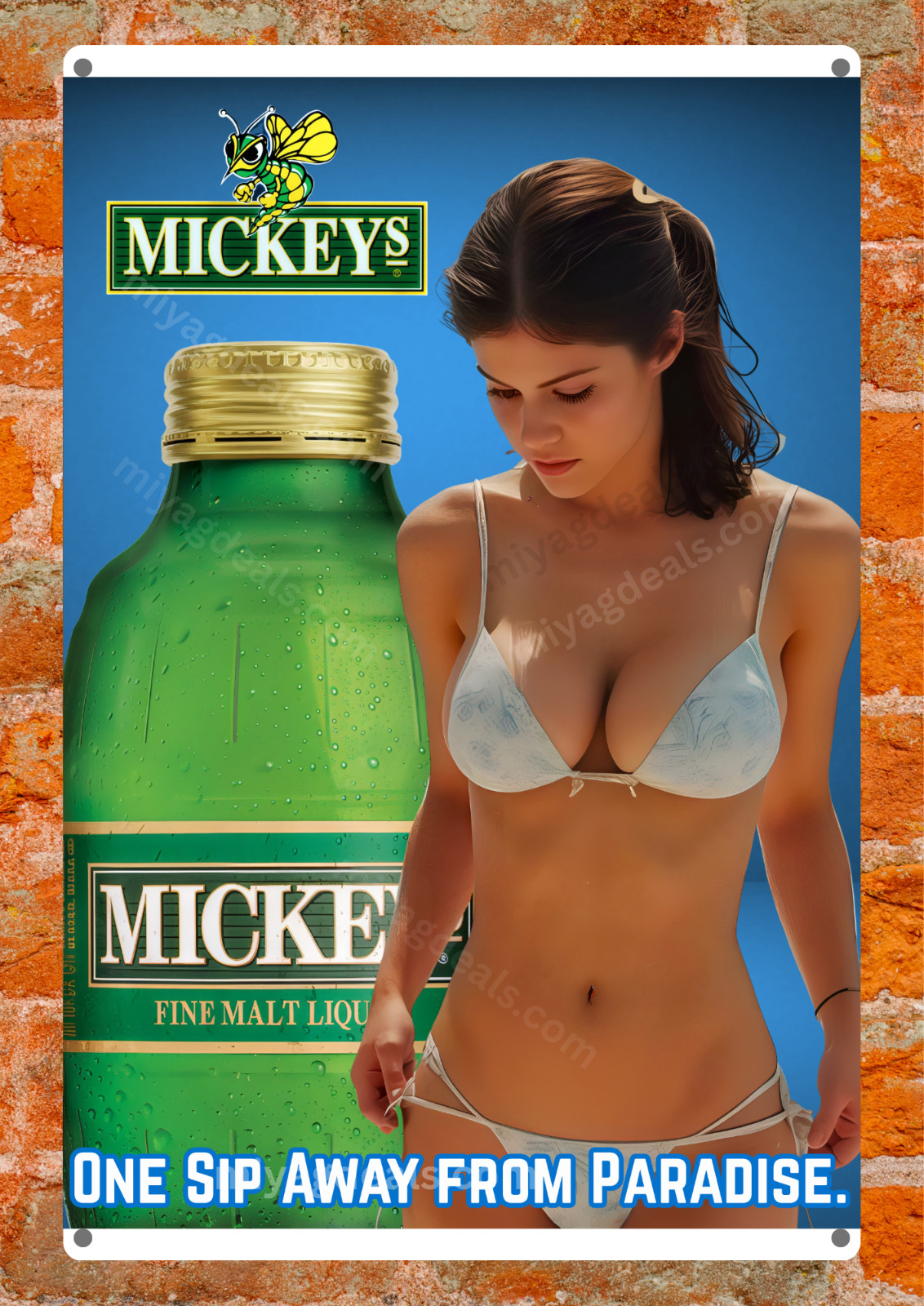 Mickey's Malt Liquor Beer AALEXANDRA DADDAR Metal Sign Bar Man Cave Decor Read D