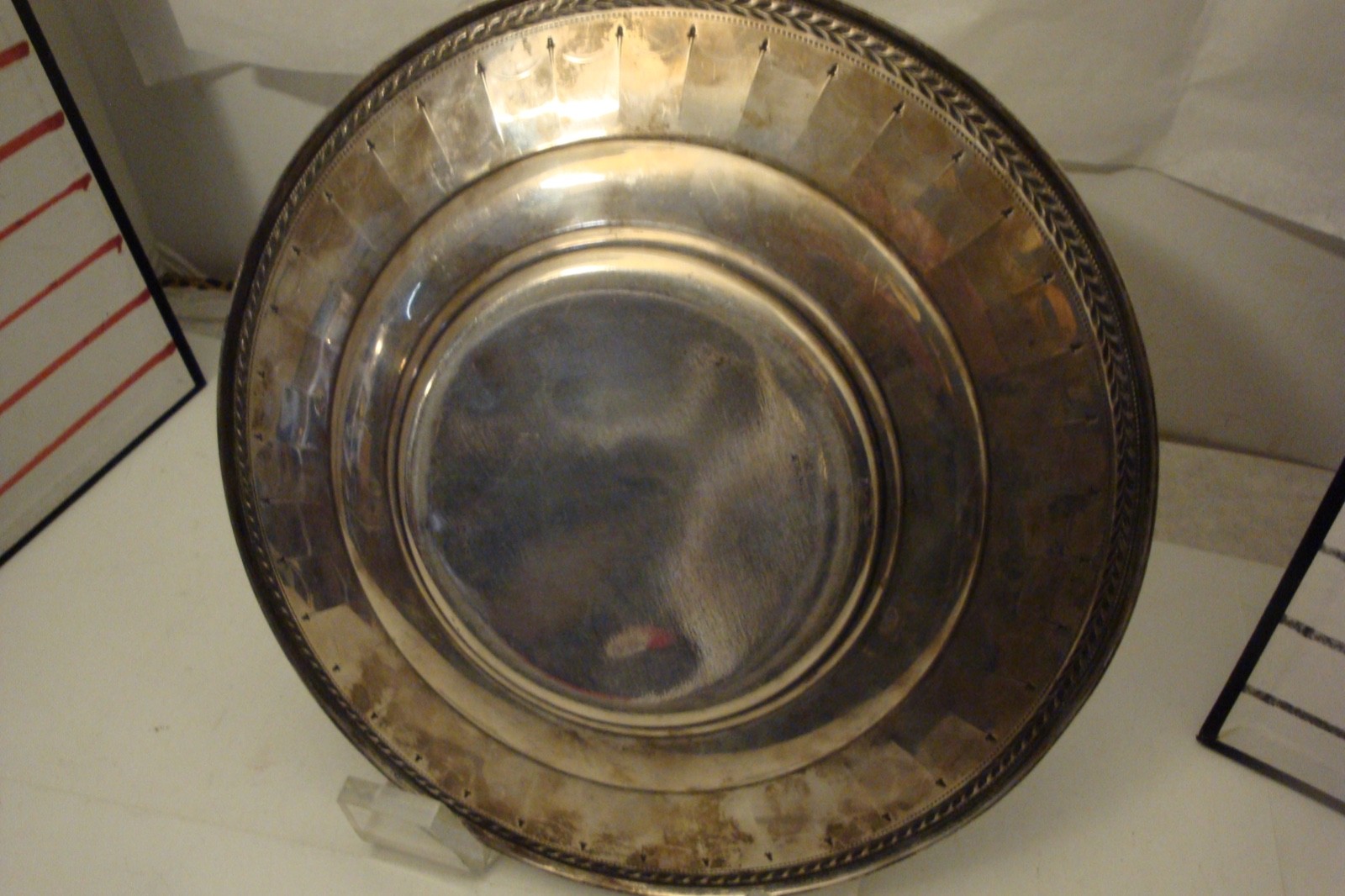 Decorative La Pierre Sterling Silver monogrammed "B"platter 282 grams 9 1/2 dia