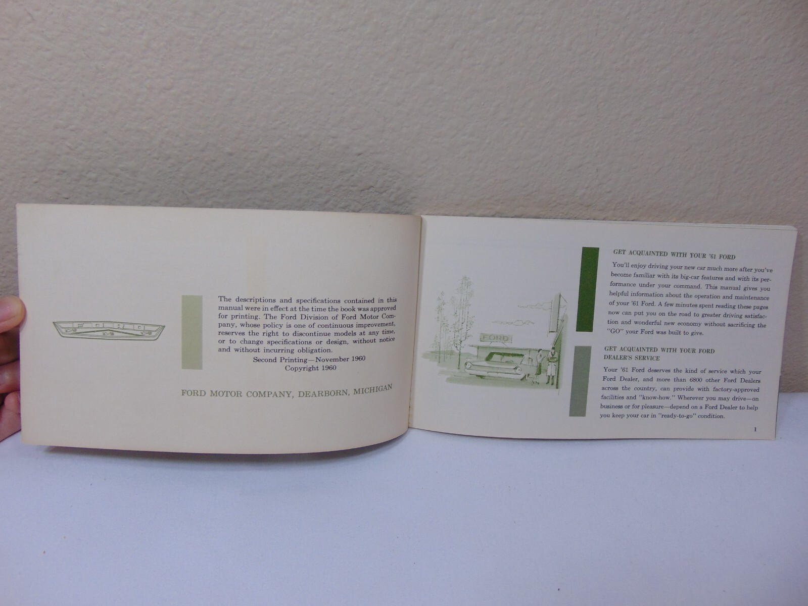 VINTAGE 1961 FORD CAR OWNER'S MANUAL FAIRLANE 500 TOWN RARE