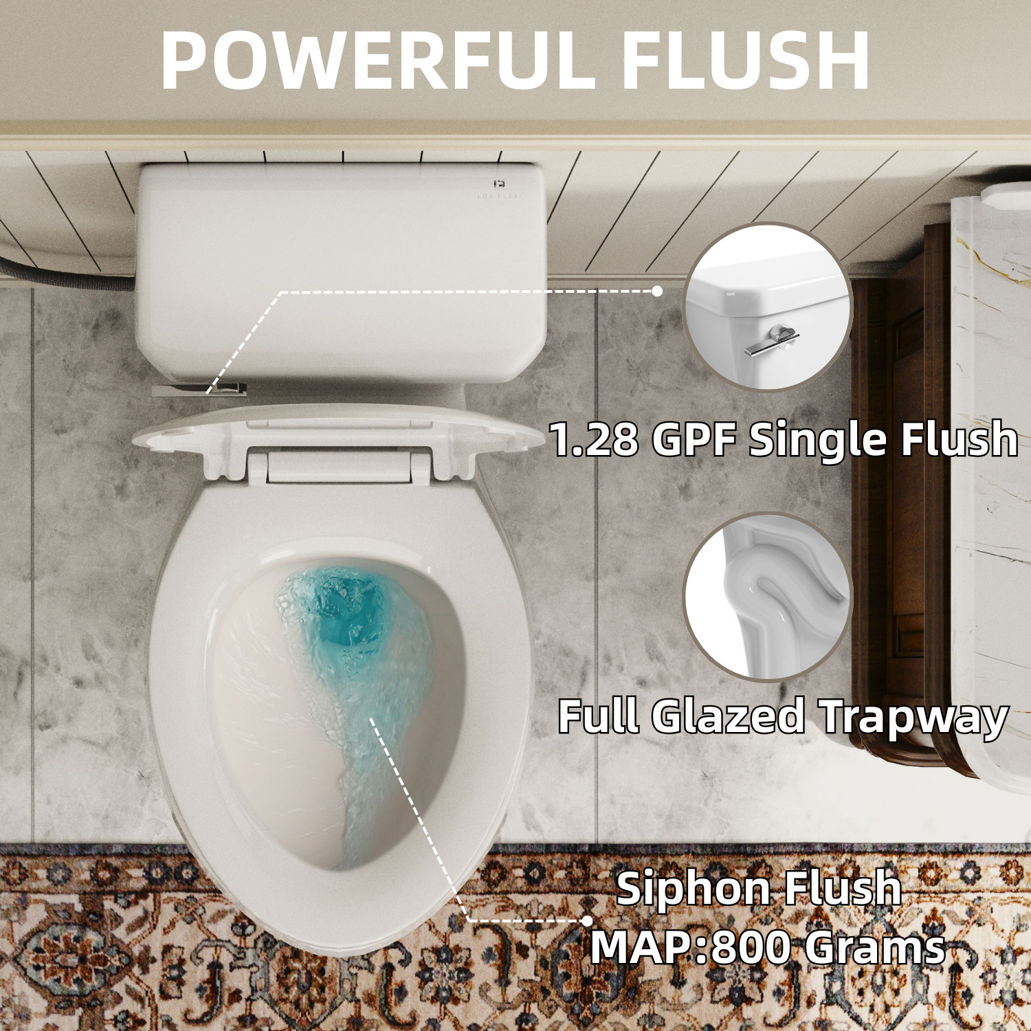 21" Extra Tall Toilet for Seniors, Elongated Bowl, 1.28 GPF, Soft-Close Seat