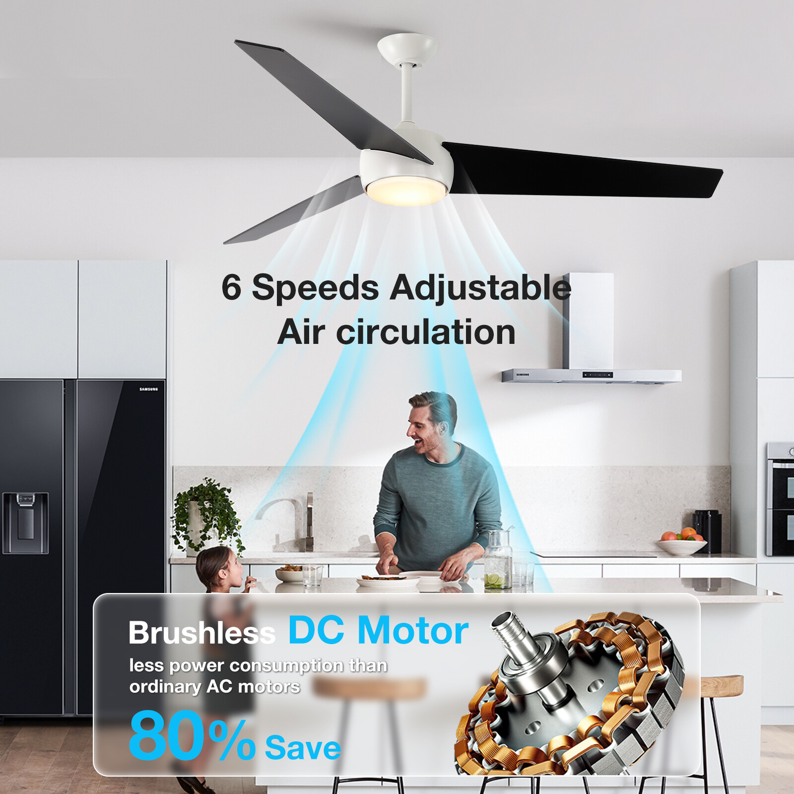 60inch Ceiling Fan With Light and Remote Control