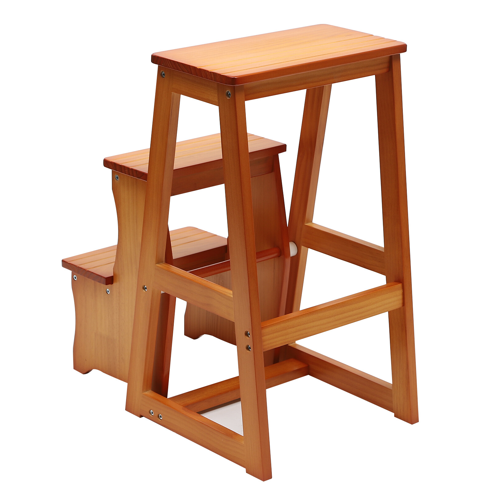 3-Step Folding Library Ladder Chair, Portable Multifunctional Step Stool
