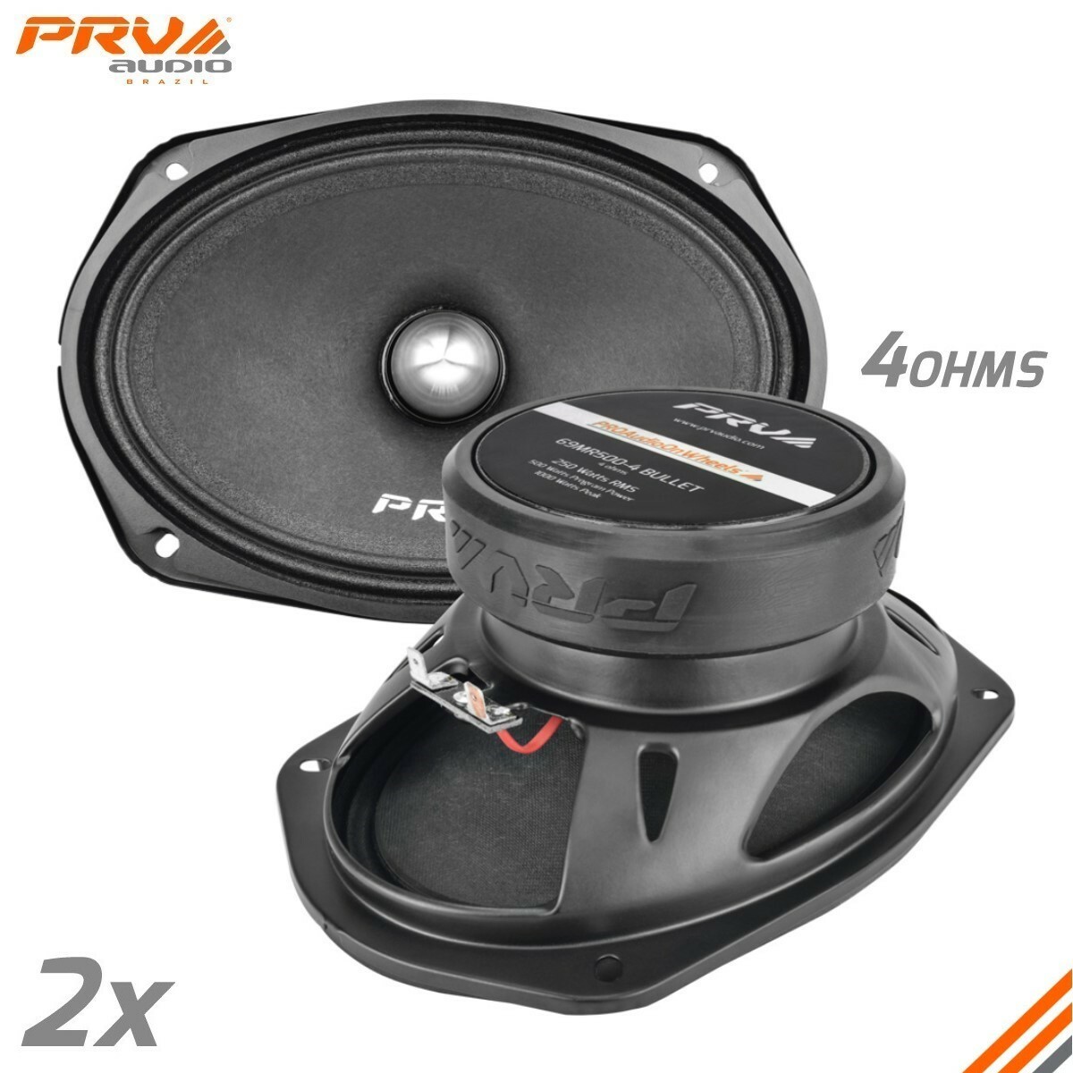 2x Loud 6x9" Car Speakers PRV 500 Watt 4 Ohm Midrange PRO Audio 69MR500-4 BULLET