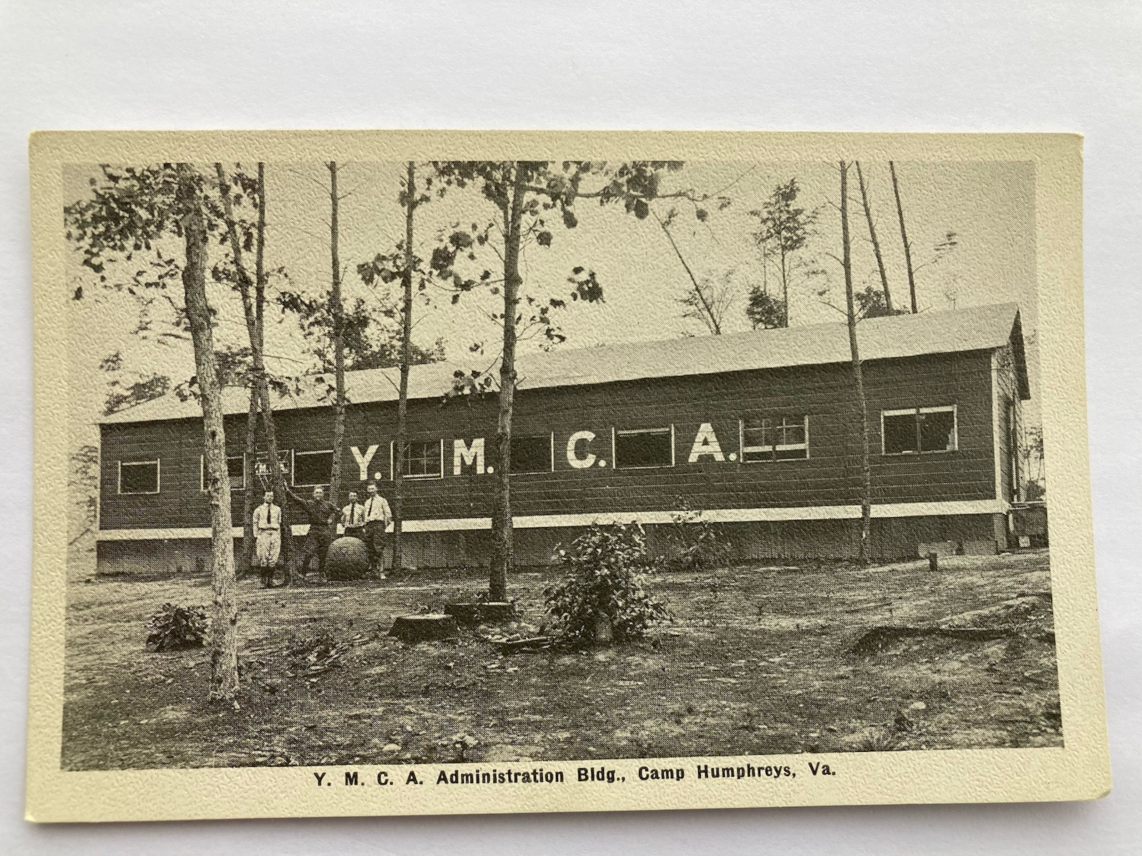 Original WW1 Postcard Of Administration Building At Camp Humphrey Virginia