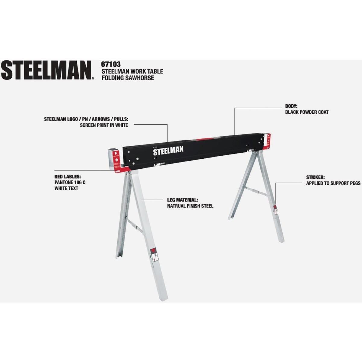 Steelman 47 In. Folding Sawhorse 67103 Steelman 67103 099198671031 Steel