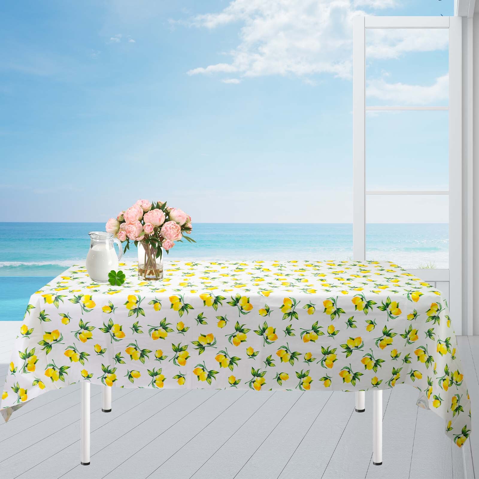 Rectangle Vinyl Flannel Backed Tablecloths Heavy Duty Waterproof Table Cover