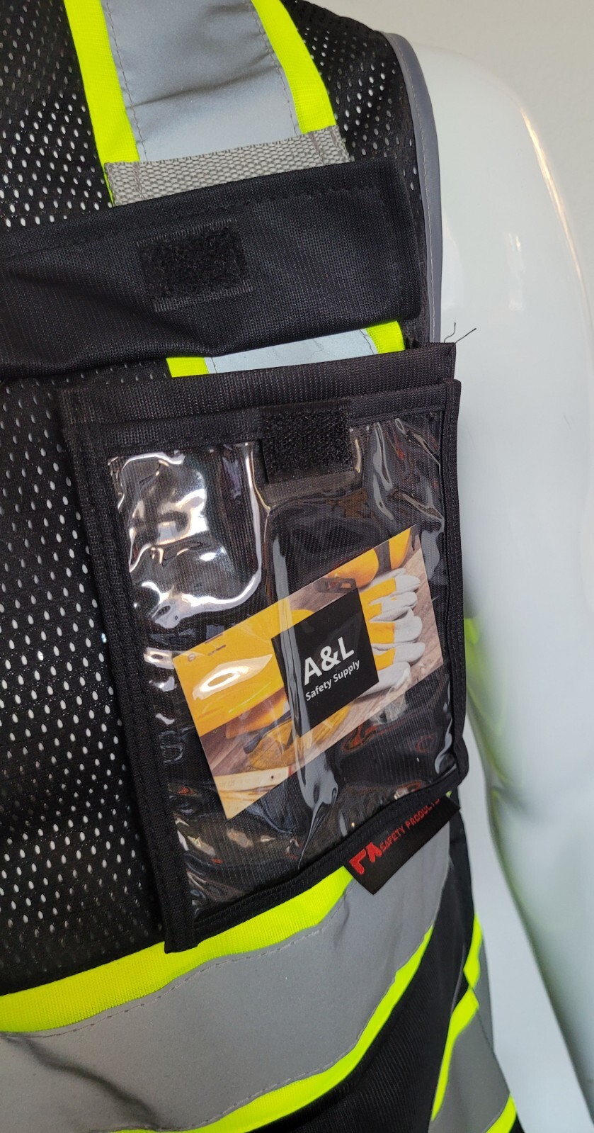 FX Class2 Hi-Vis Reflective Safety Vests with 6 Pockets and Zipper Front Black.