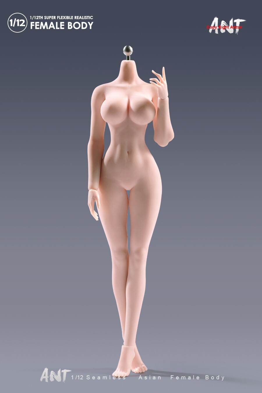 US ANT 1:12 Pale Large Breast Plump Hip Seamless Female Action Figure Body Doll