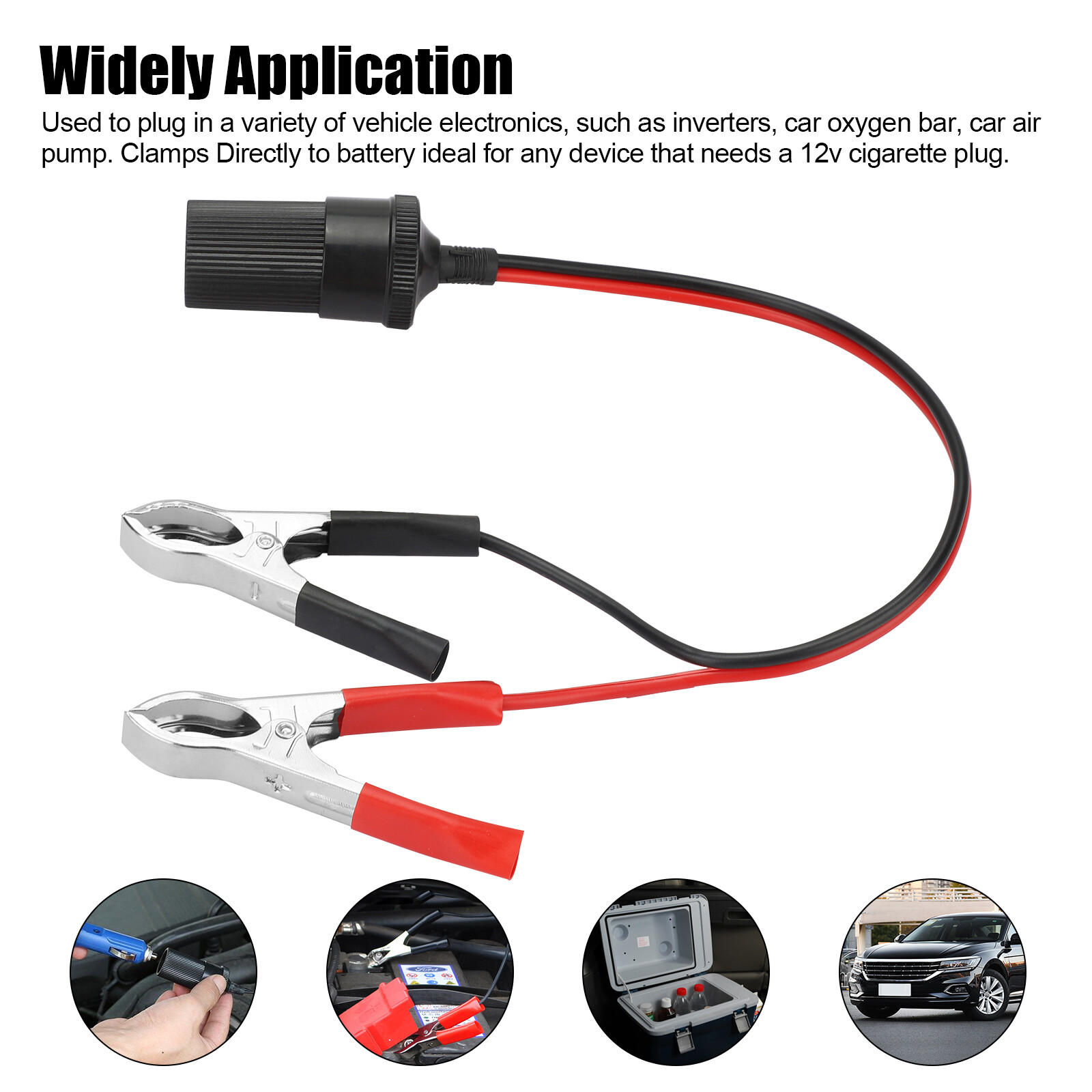 12V Car Battery Alligator Clamp Cable Clip Lot Cigarette Lighter Adapter Socket