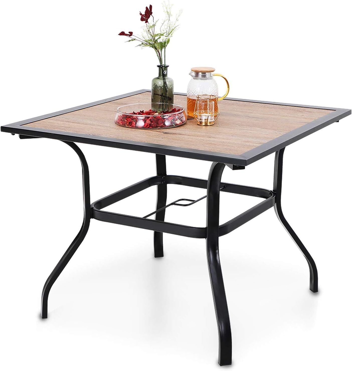 Outdoor Dining Table with Umbrella Hole Metal Patio Table 14 - Style