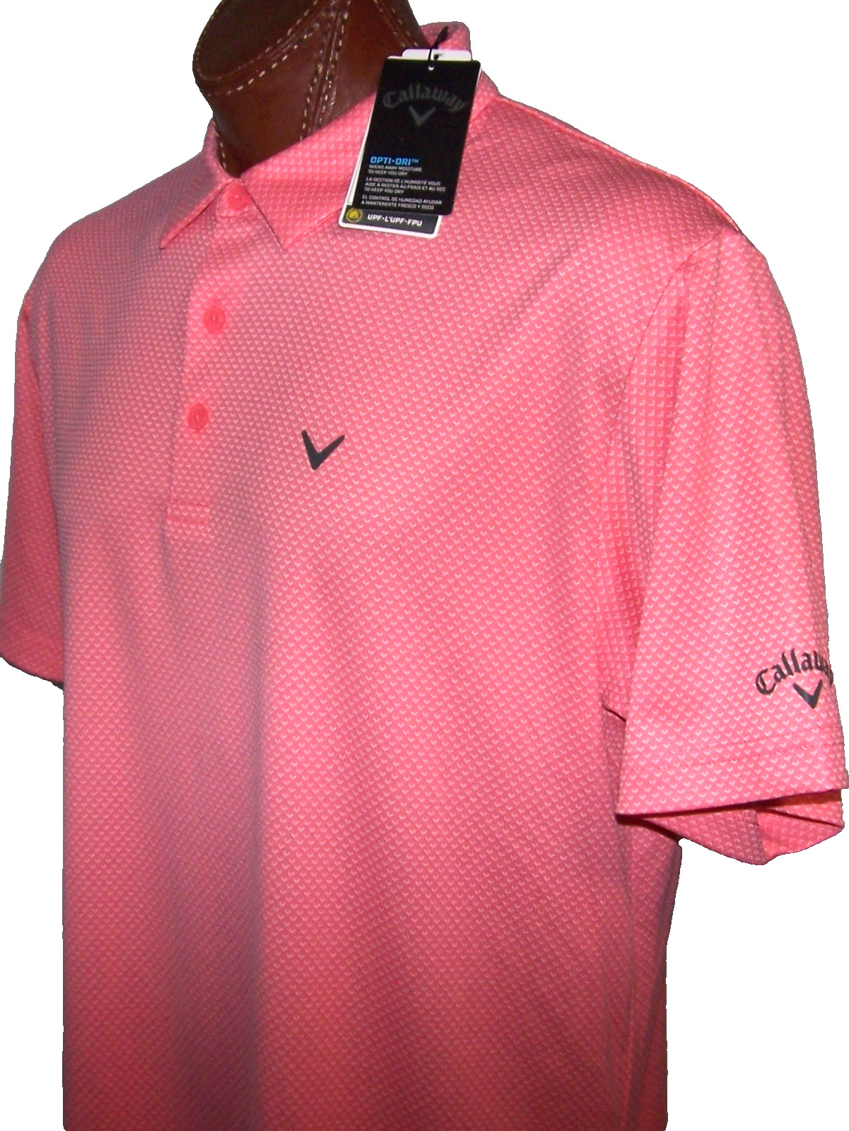 Callaway Golf Moisture Wicking Sun Protection Polo Shirt XL Pink