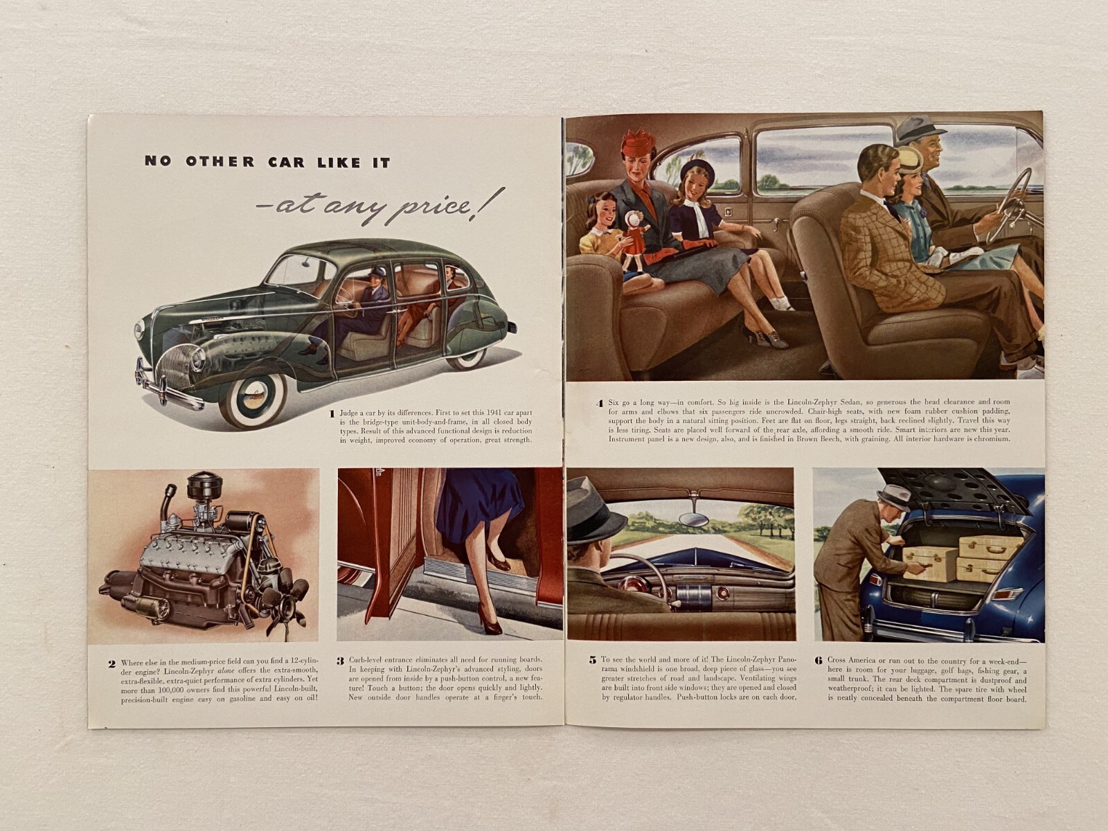 1941 LINCOLN ZEPHYR V-12 SALES BROCHURE CATALOG ORIGINAL VERY GOOD CONDITION