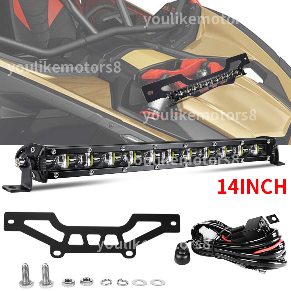 Fit Can Am Maverick X3 & Max Shock Tower 14" LED Light Bar +Mount Bracket+Wire