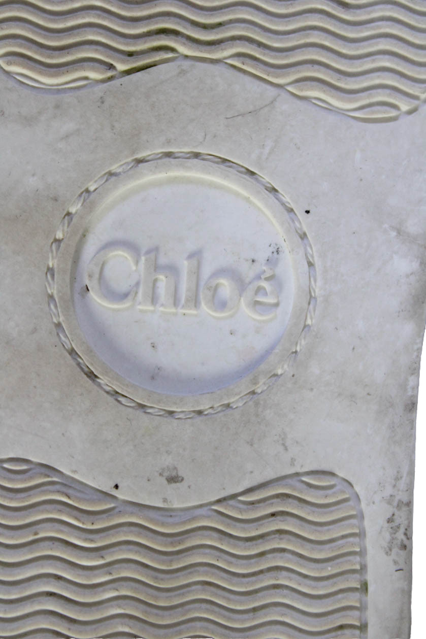 Chloe Womens Leather Low Top Athletic Sneakers Shoes White Size 8