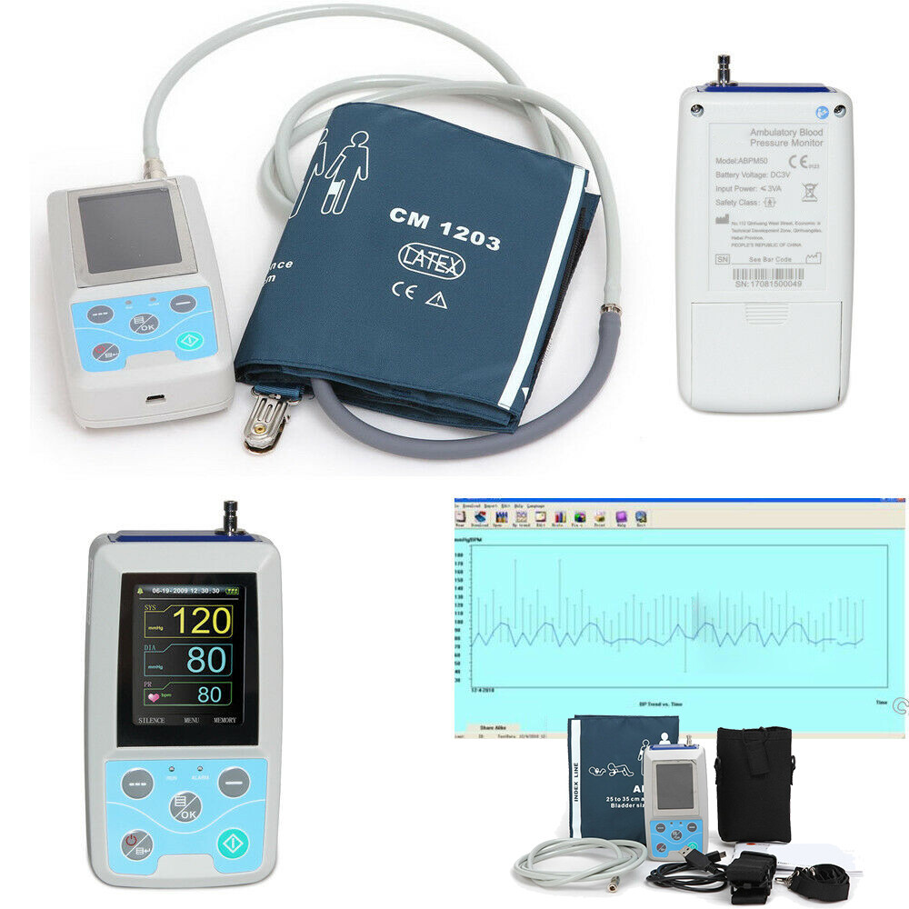 ABPM50 Blood Pressure Monitor 24 Hour Record Ambulatory NIBP Holter Software USA