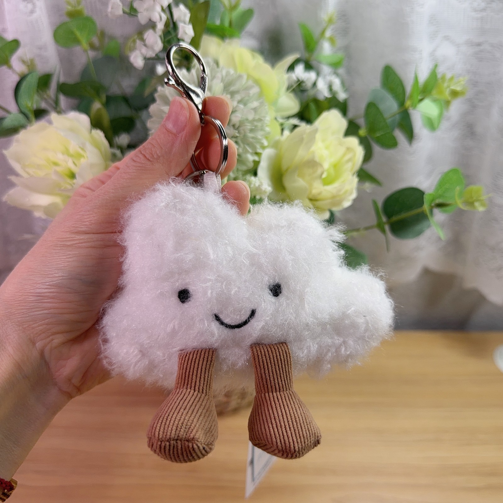 Jellycat Amuseables White Cloud Bag Charm Keychain NWT Dust Bag Cute Gift