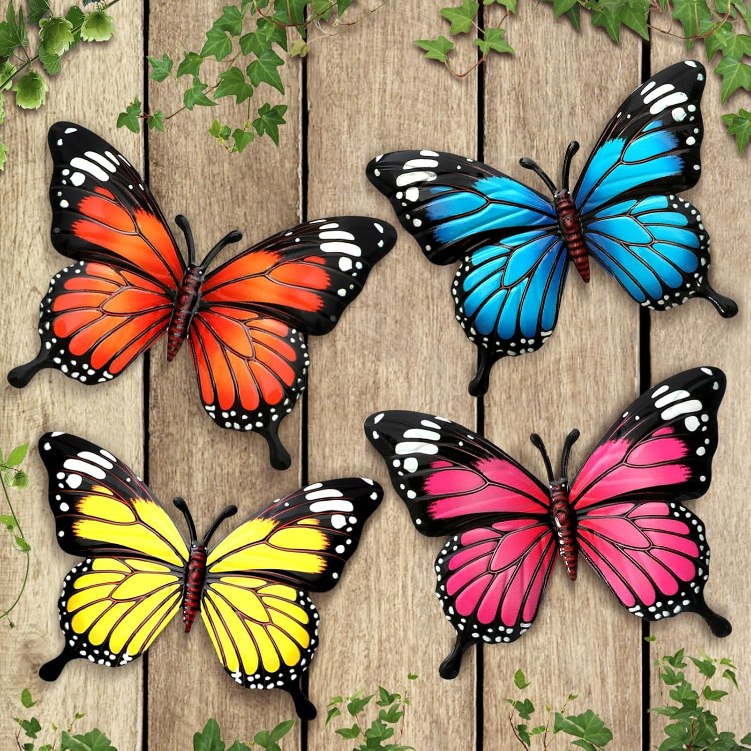 4 Pcs Metal Butterfly Wall Art Decor Outdoor Indoor Fence Wall Sculptures
