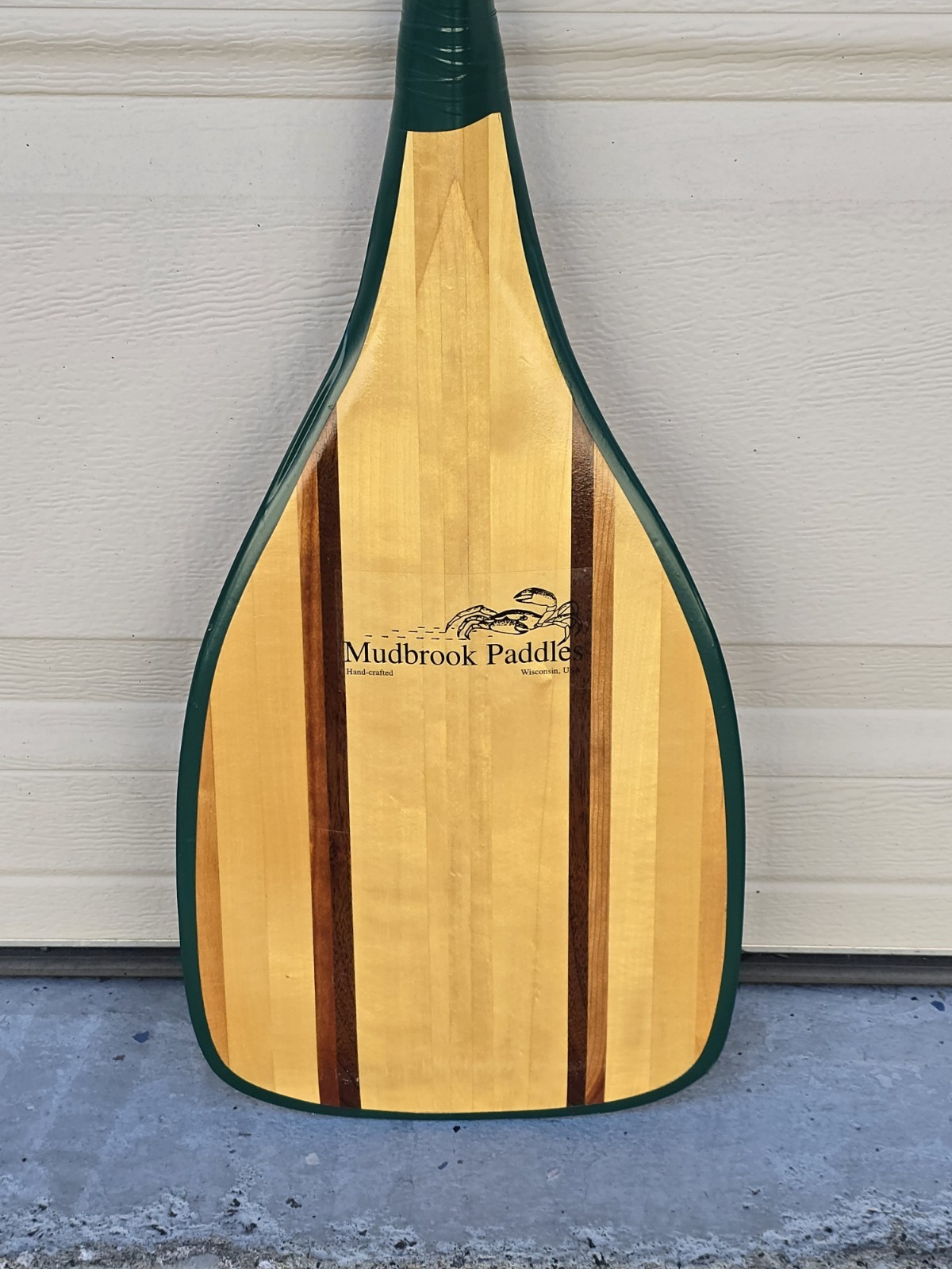 *RARE* MUDBROOK PADDLES WI, USA Wood Angled Outrigger Canoe Paddle 52"x9"