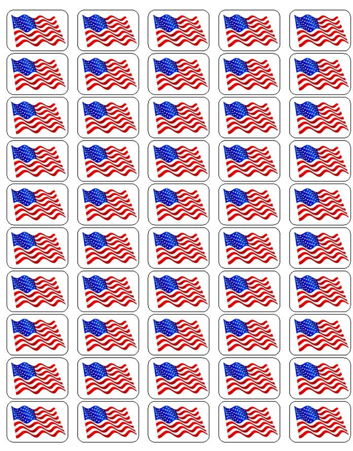 50 American Flag Envelope Seals / Labels / Stickers, 1" by 1.5"