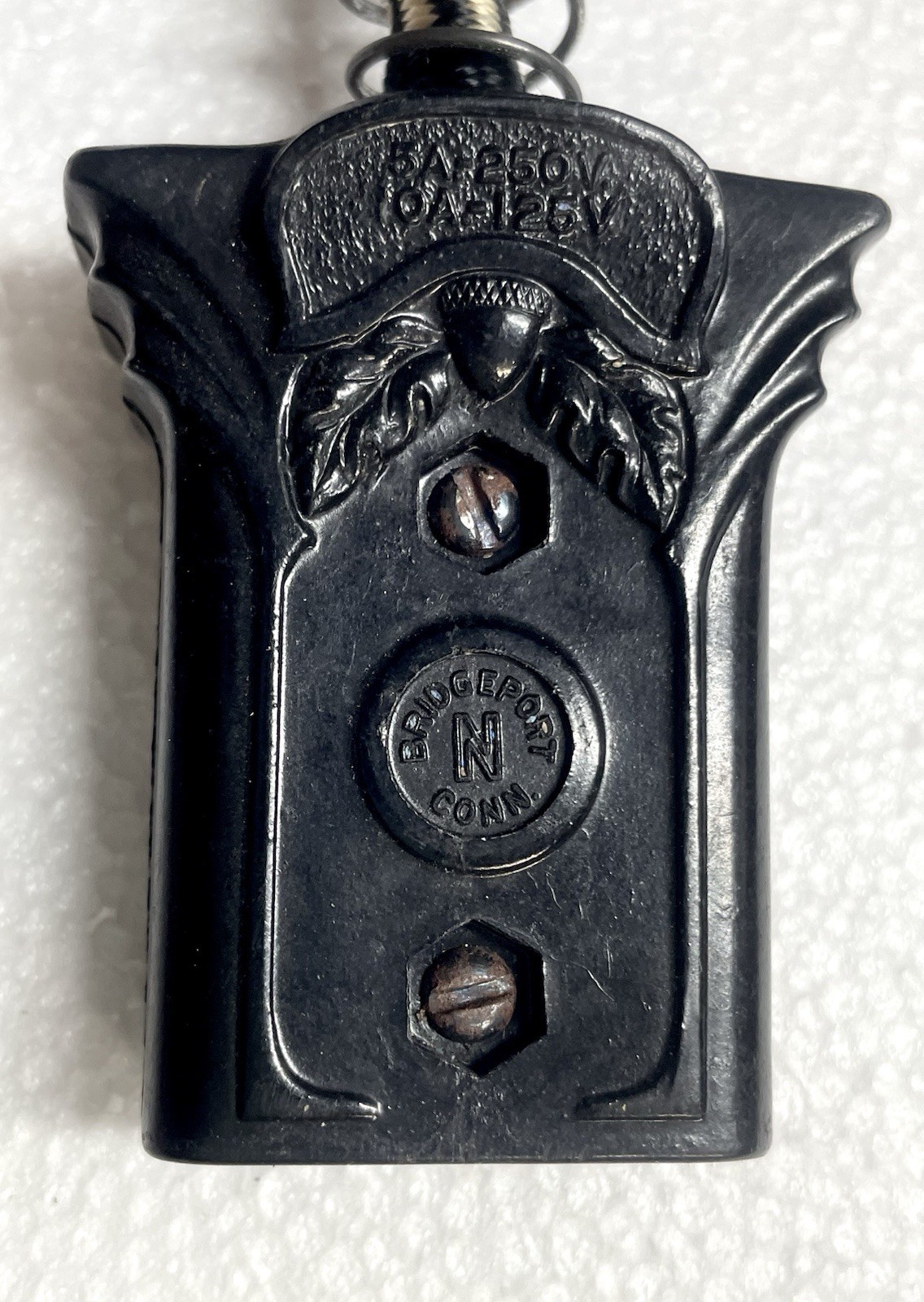 Antique Vintage 6' Cloth 2-Prong Appliance Cord Bakelite "N" Logo Art Deco NICE