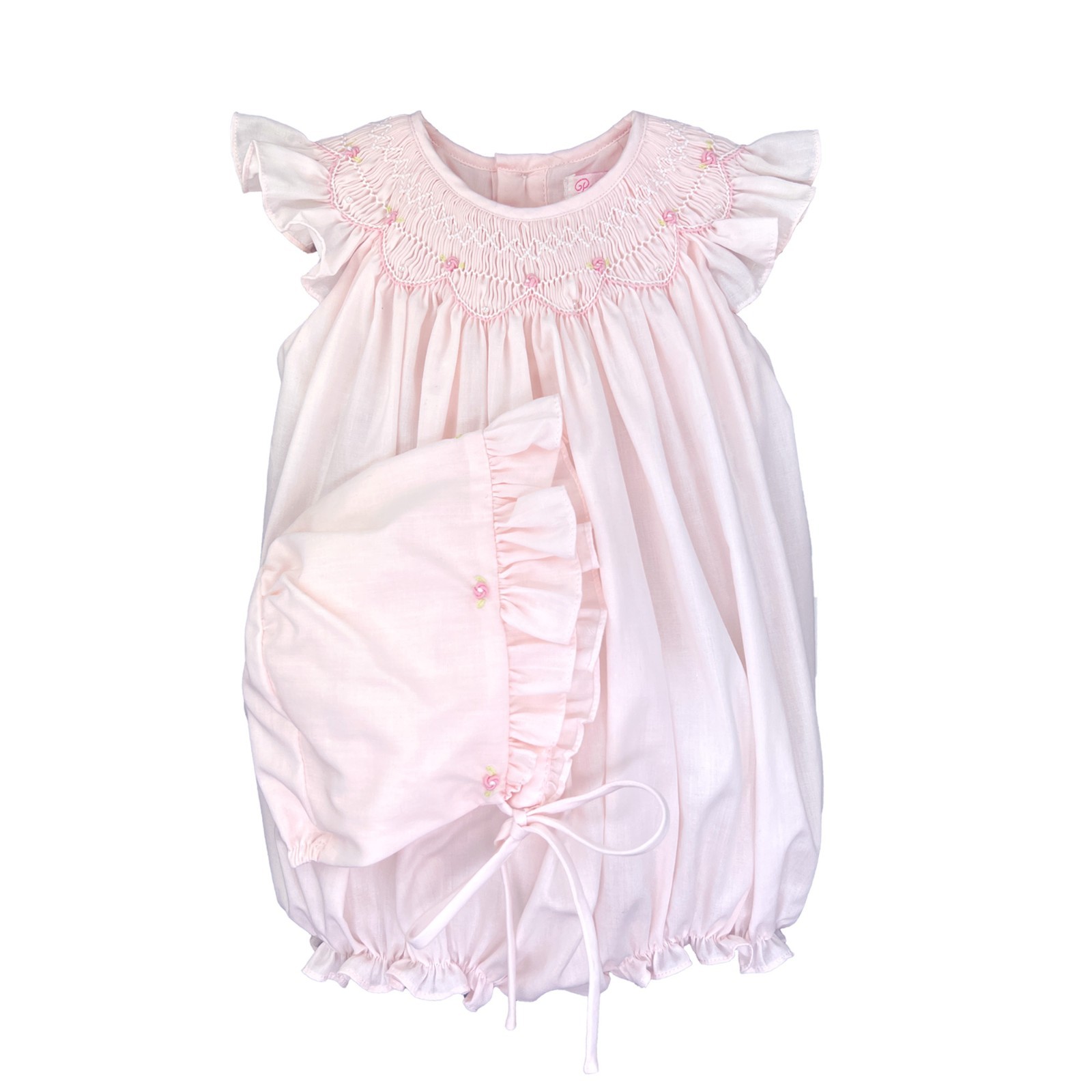NWT Petit Ami Pink Smocked 2pc Bubble Angel Wing 3 Months Baby Girls Romper 3M