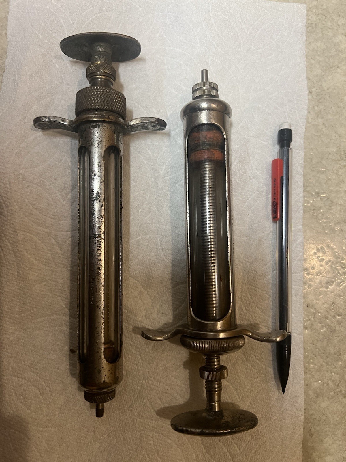 Veterinary Medical Syringes Or Instruments. Antique