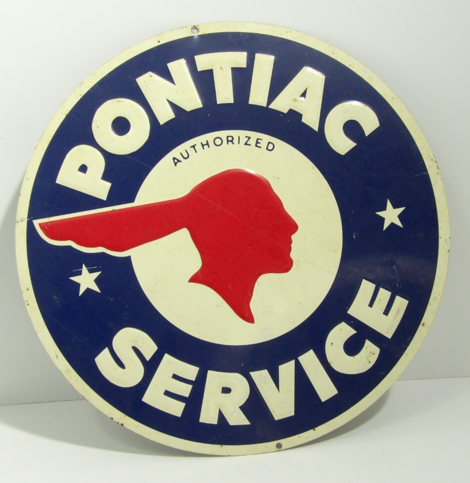 Pontiac Authorized Service Metal Sign 10.75" Round Garage Car Truck