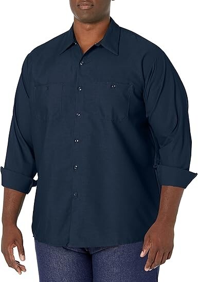 Red Kap Men's Industrial Long Sleeve Work Shirt, Navy