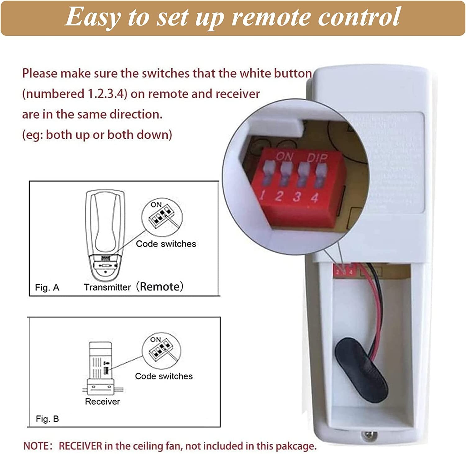 Reversing Ceiling Fan Remote Control for Hampton Bay Hunter UC7078T CHQ7078T