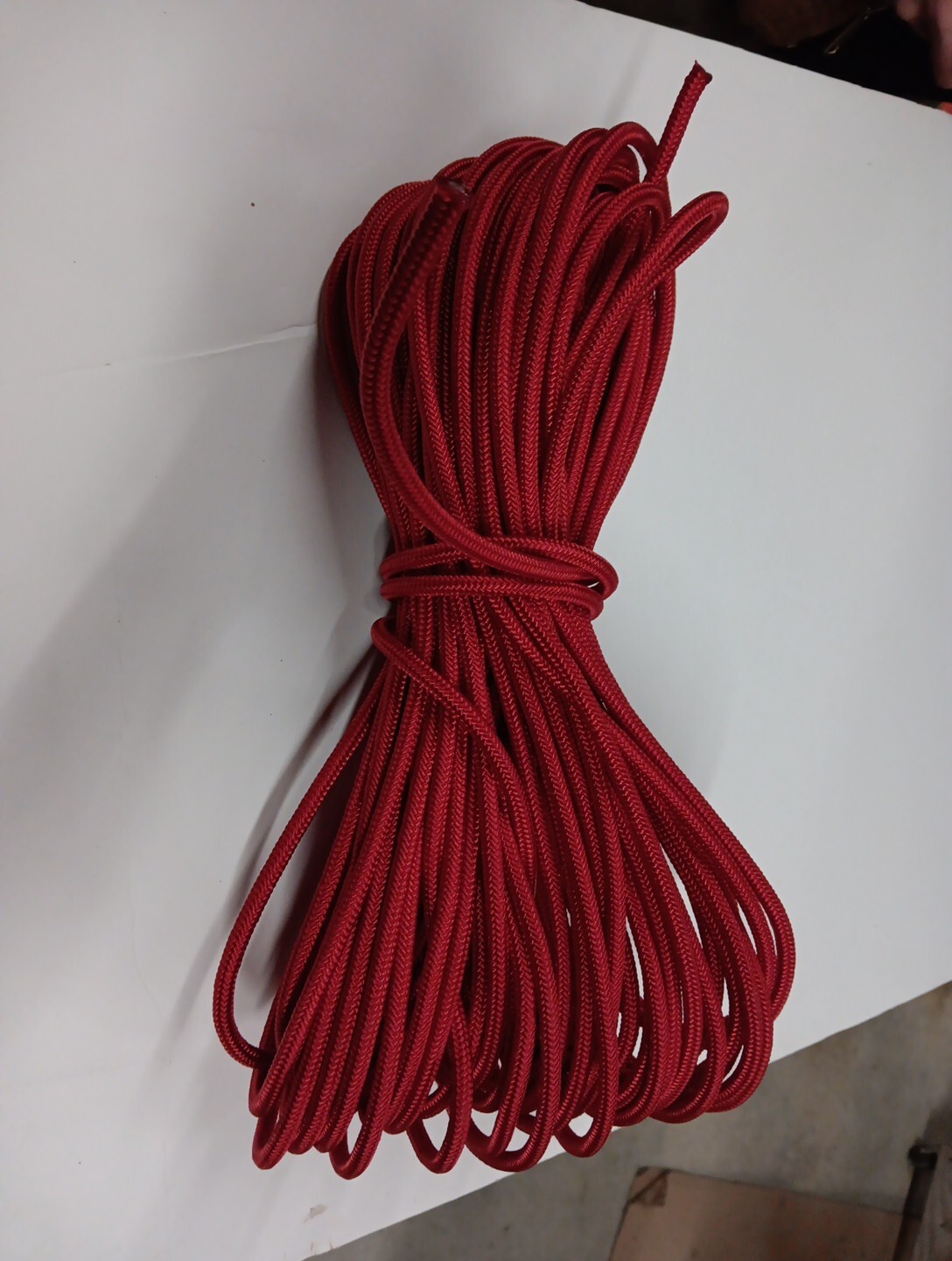 1/4 x 100 ft. Stiff Braid Polyester Halter Rope. Red . Made in USA