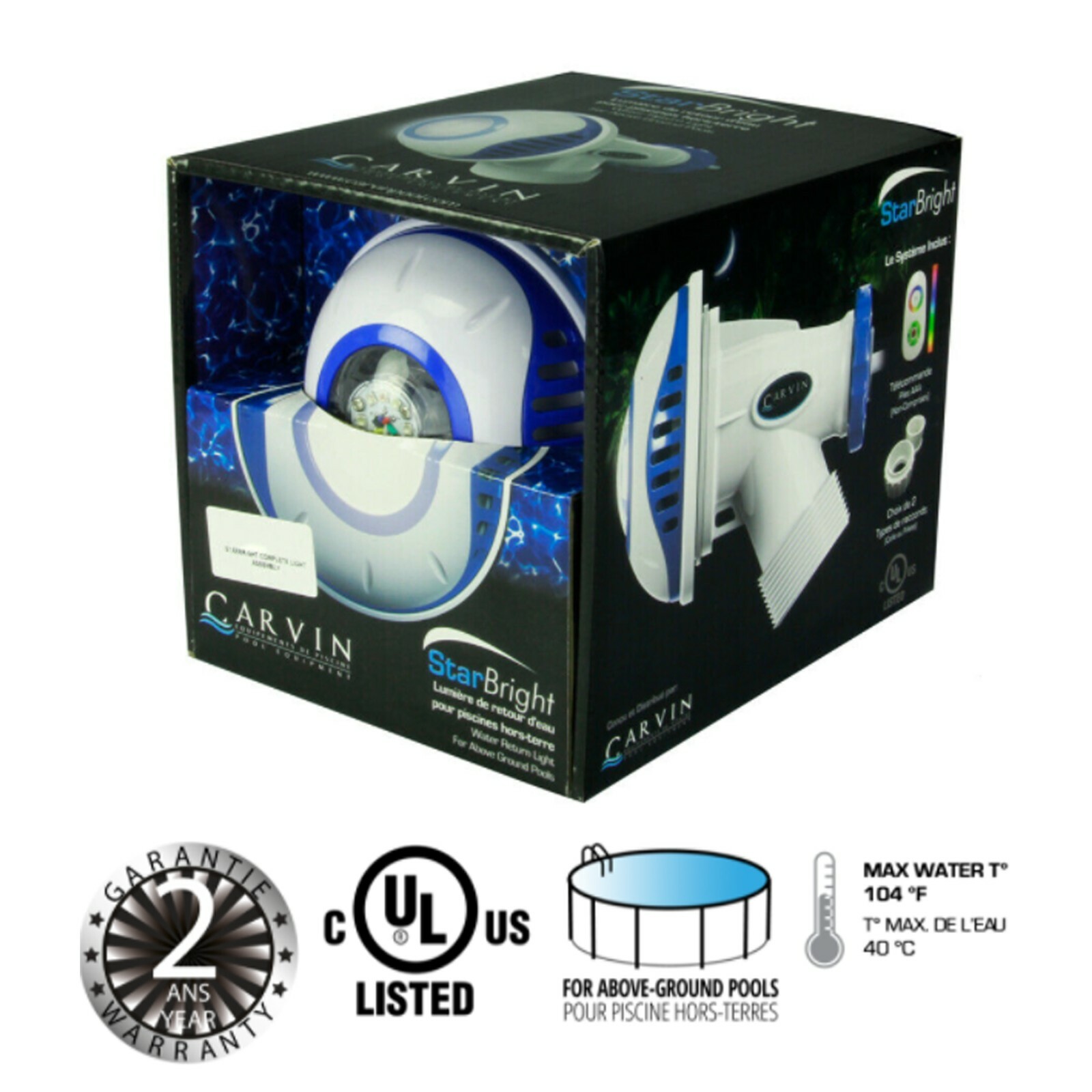 Carvin Star Bright LED Return Jet Pool Light for Above Ground Swimming Pools