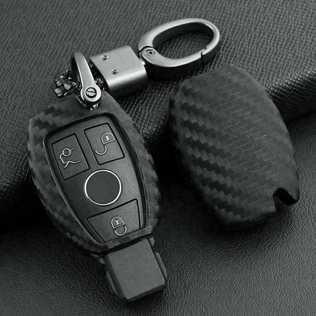 Smart Car Key Case Cover Fits Mercedes-Benz Fob Holder Accessories Carbon Fiber
