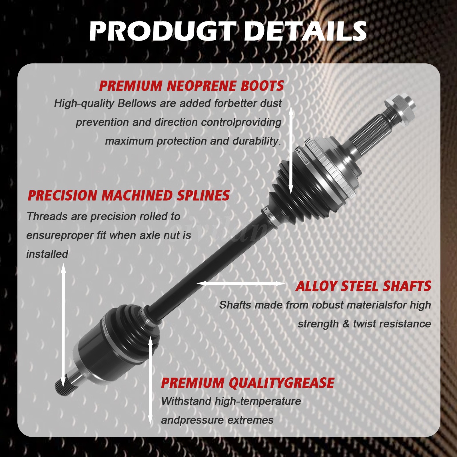 CV Axle Shaft Front Left & Right Set for Honda CR-V 2.0L Automatic 4WD 1997-2001