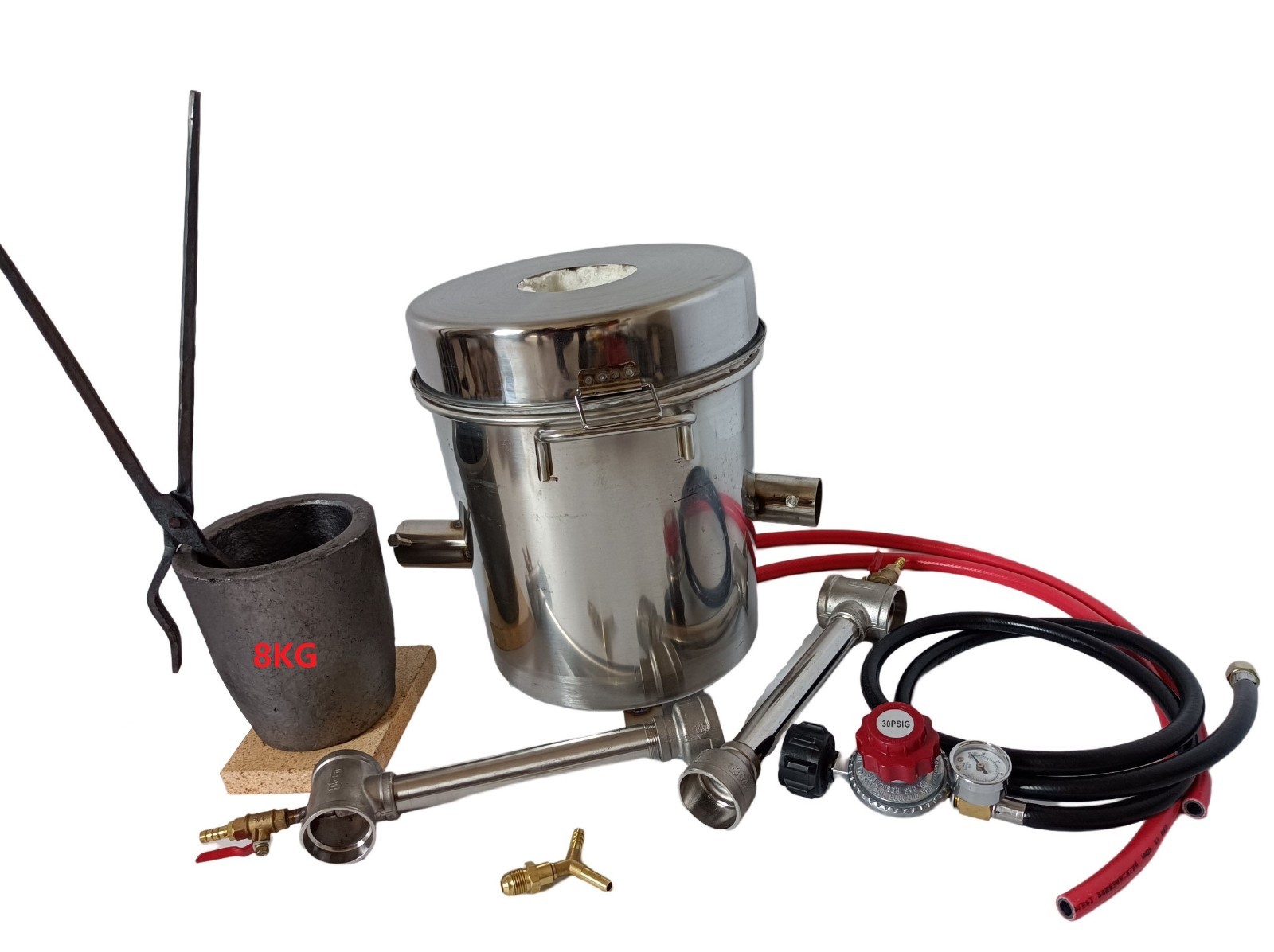 8 KG Gas Metal Melting Furnace  Propane Forge Casting Brass Crucible Blacksmith