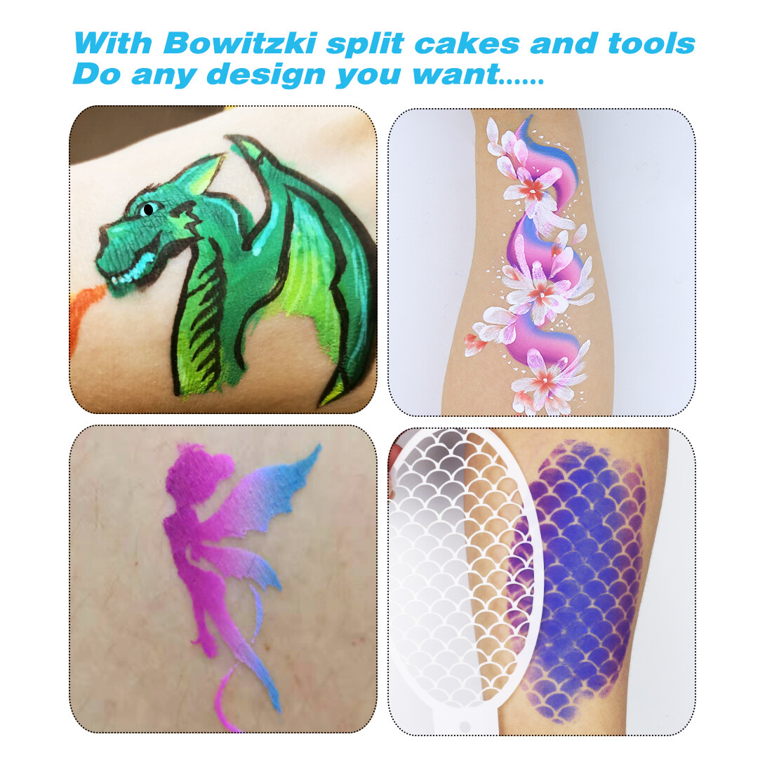 Bowitzki Professional Face Painting Kit For Artist With Pro Face Paint Brushes