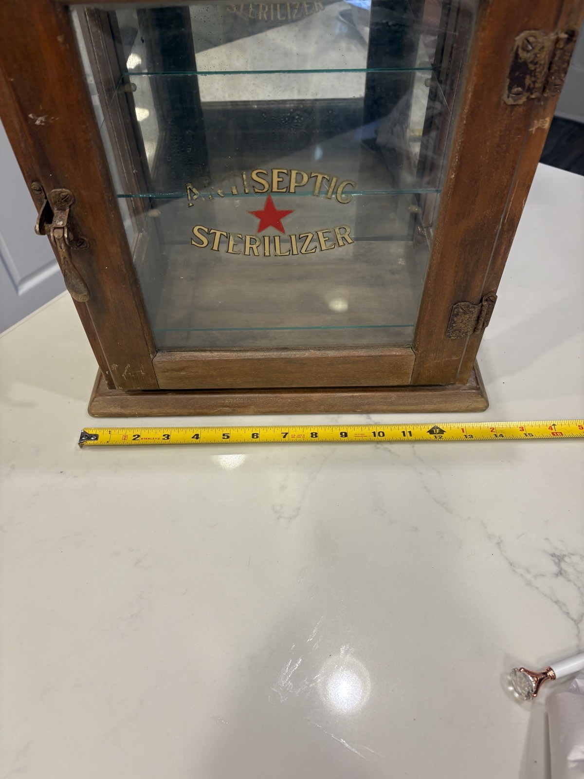 Early 1900s Antiseptic Sterilizer Cabinet, Oak Wood, Doctor, Barber, Pharmacy