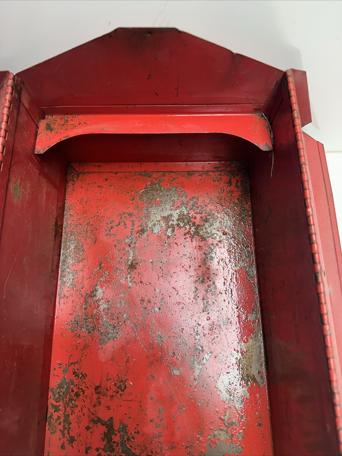 Vintage Metal Tool Box Red with White Road Runner Decal