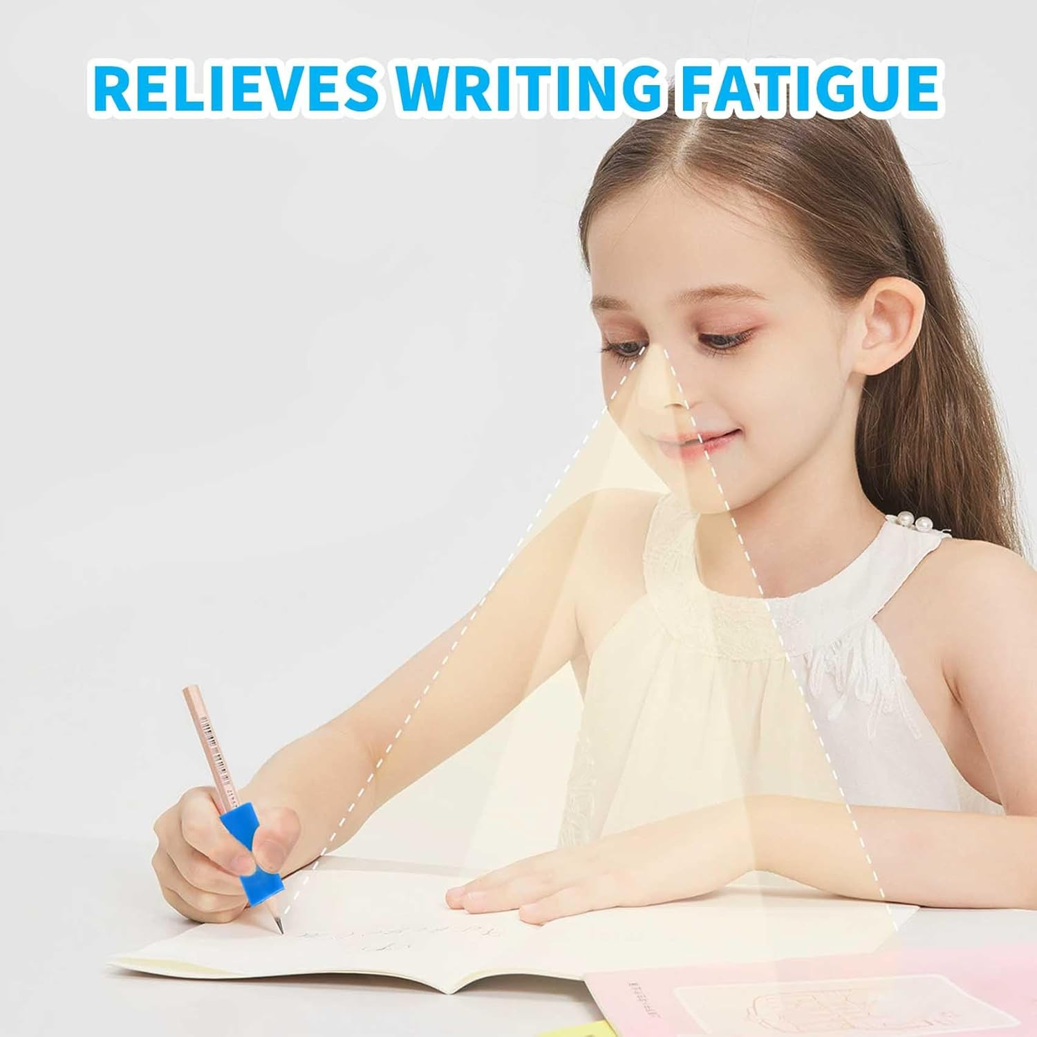 Triangle Pencil Grips Set of 6 for Kids and Adults, Assorted Colors, 1.73-Inch