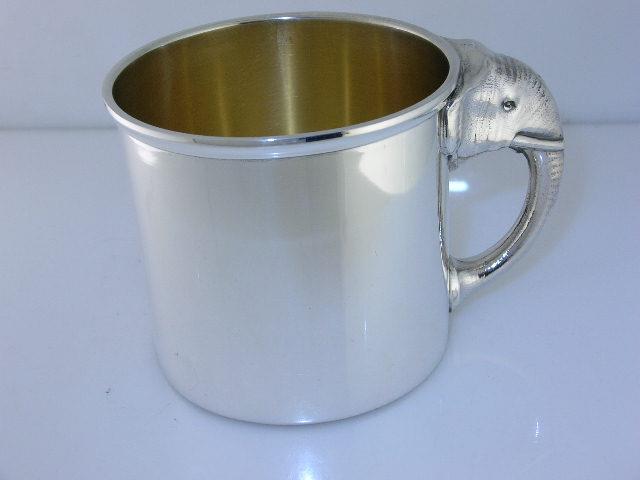 Rare Sterling INTERNATIONAL / WATROUS Cup / Mug w/ Elephant Handle ~no mono