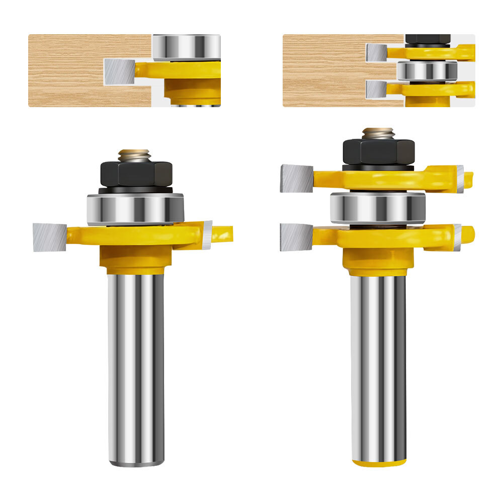 2Pcs/Set Tongue and Groove Router Bits 3T T-Shape CNC Wood Milling Cutter