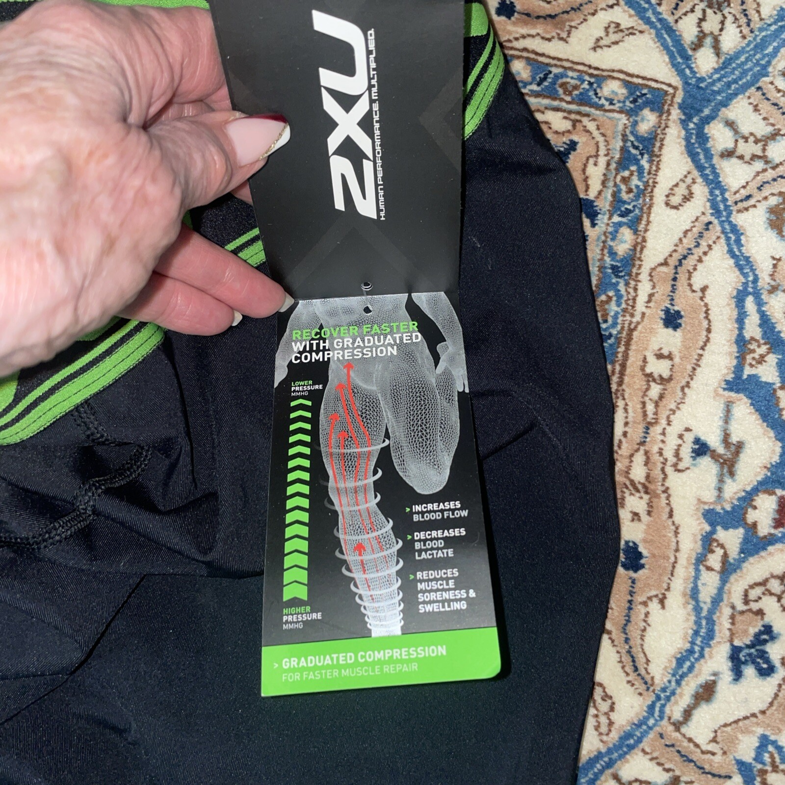 2XU POWER RECOVERY COMPRESSION TECHNOLOGY + OVER-FOOT COMPRESSION TIGHTS SIZE-S