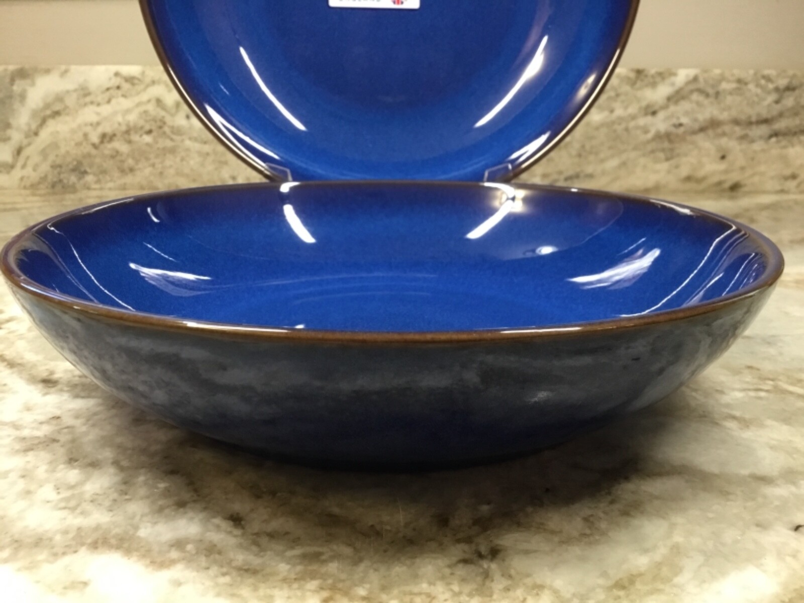 Large Pasta Bowls Denby Imperial Blue. Set Of 2 Made In England. New.