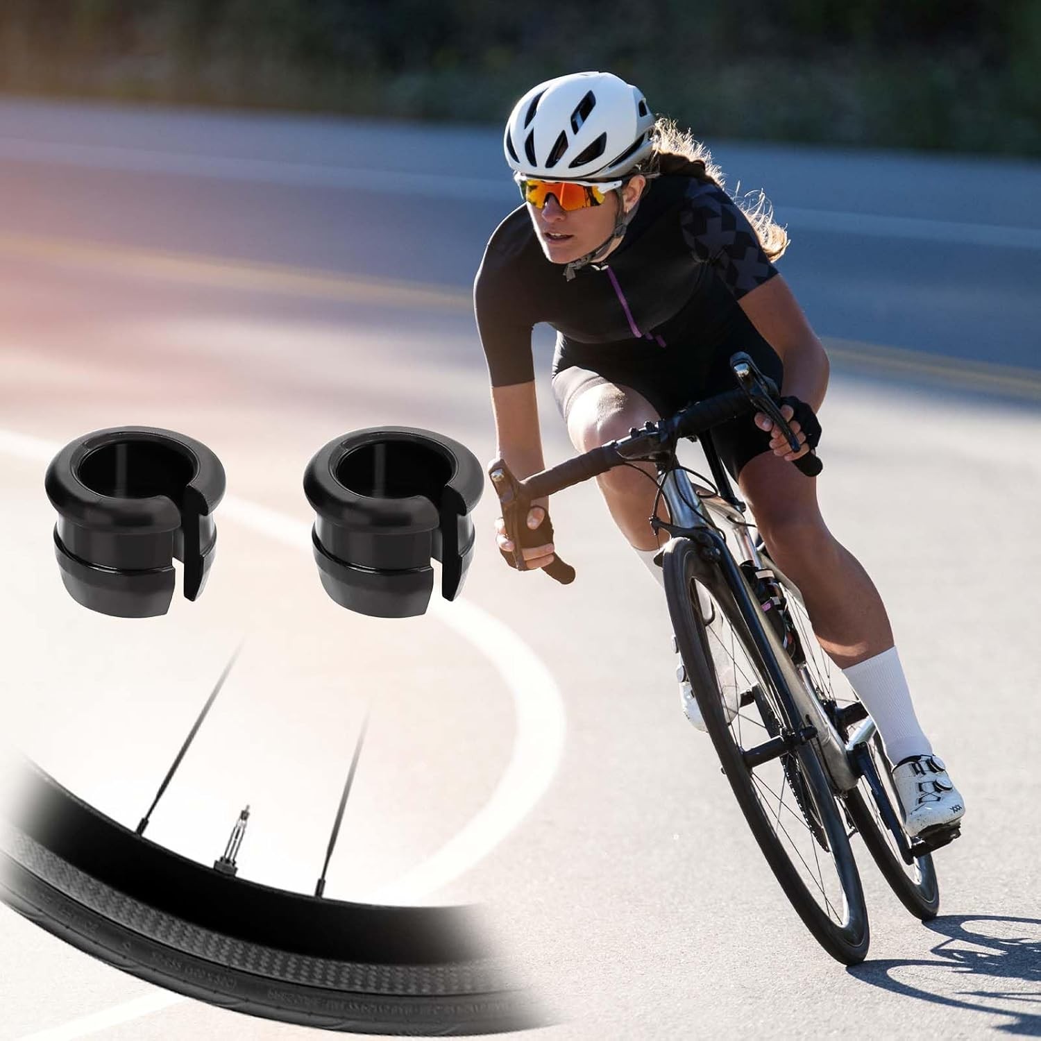 10 Pack Schrader to Presta Rim Adapters, Valve black