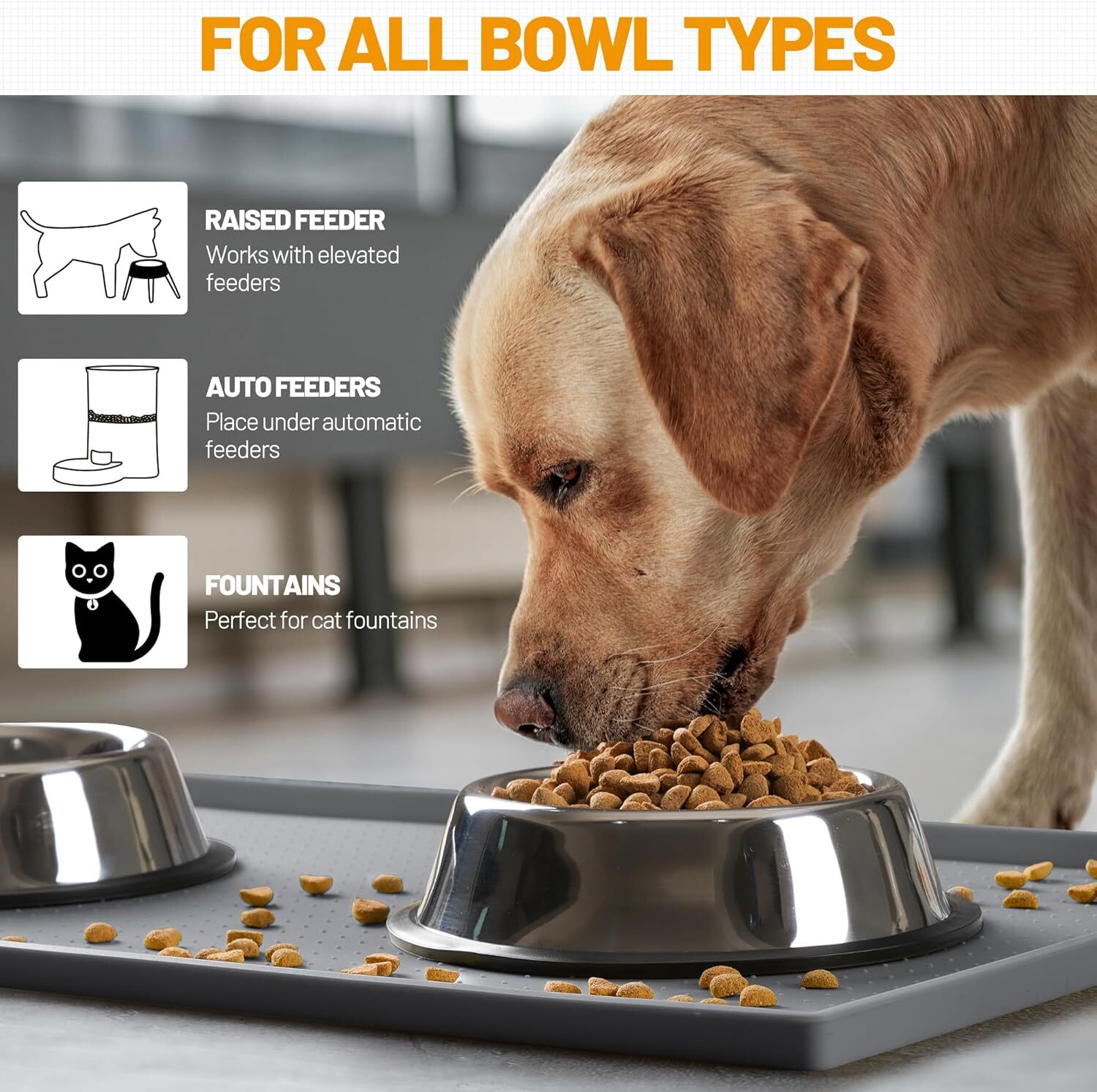 Dog Feeding Mat100% Waterproof BPA Free Silicone Pet Food and Water B...