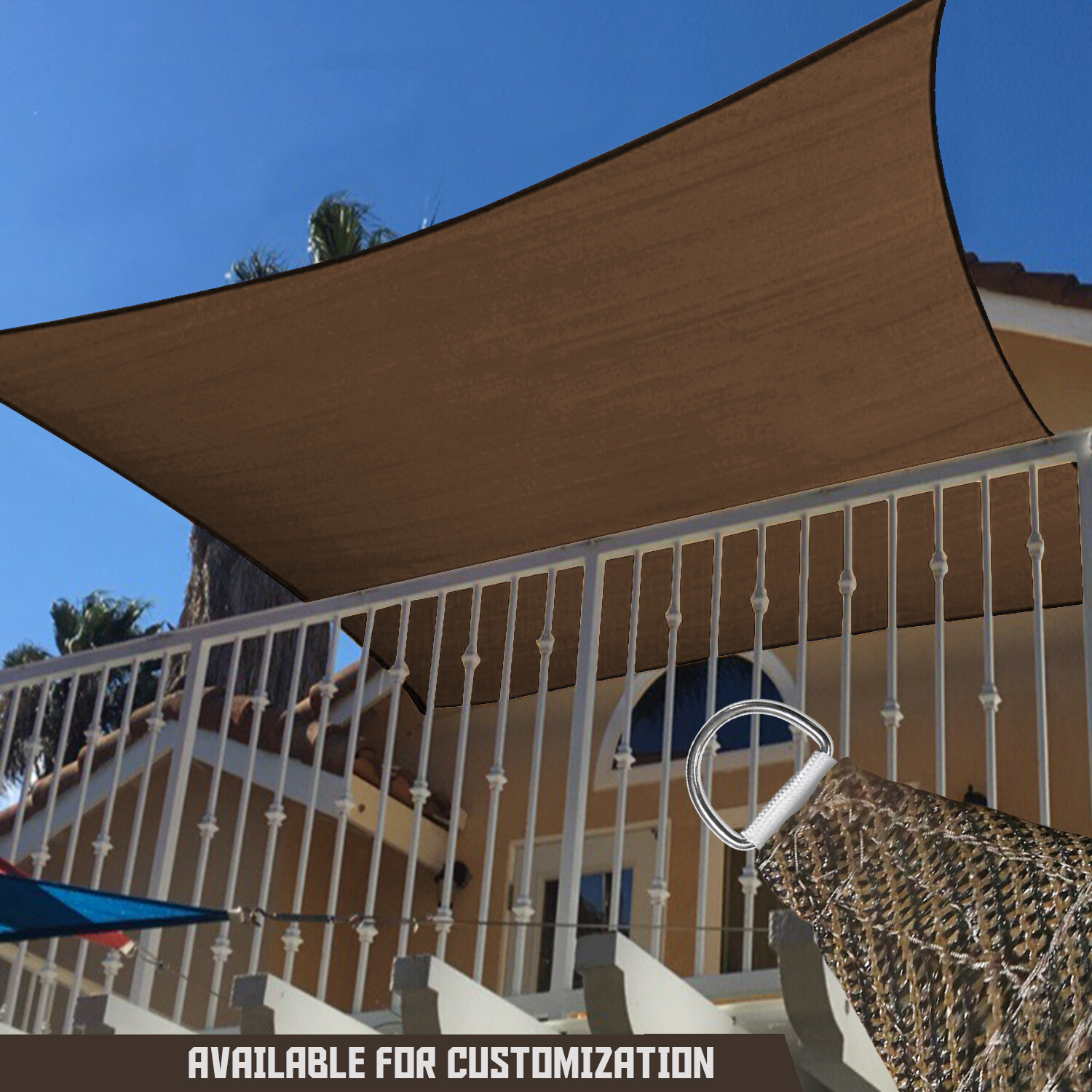 Outdoor Sun Shade Sail Rectangle Brown Canopy Cover UV Blcok Garden Patio Pool